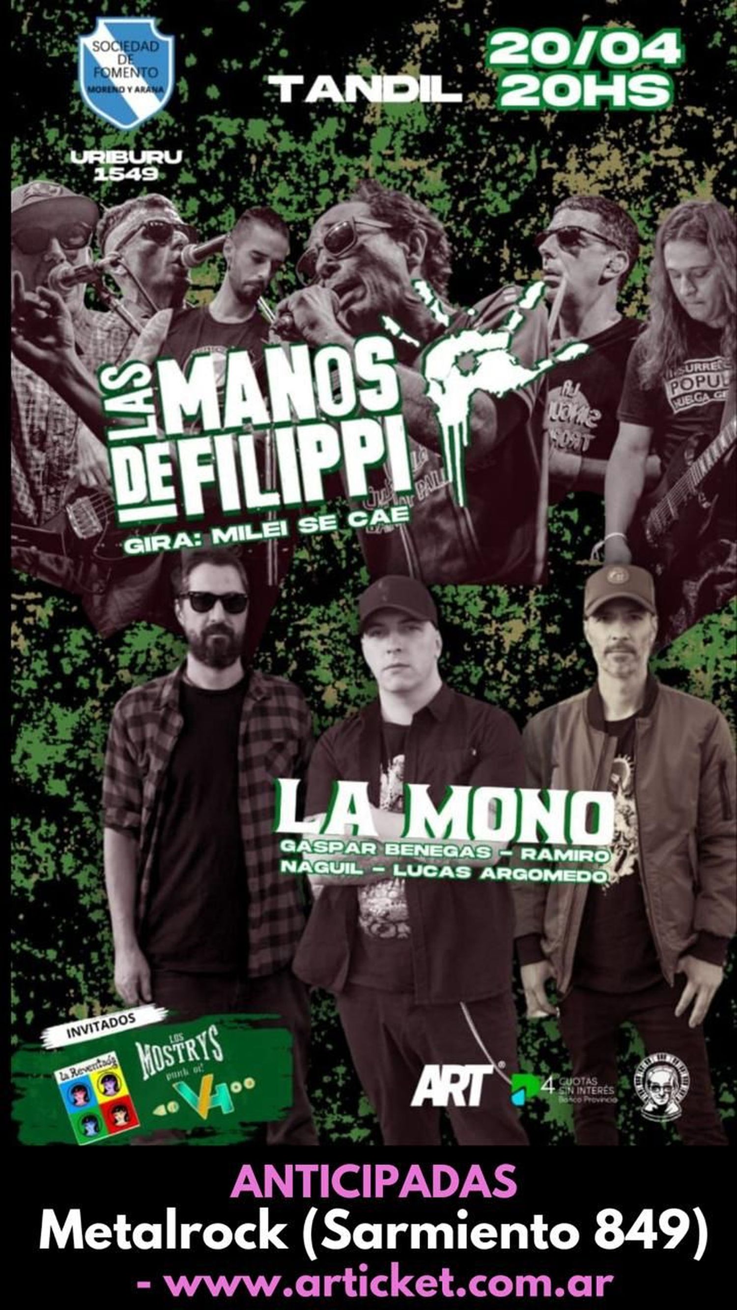 Las Manos de Filippi y La Mono prometen un show épico en Tandil