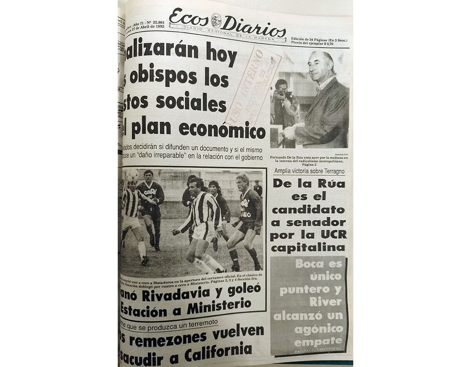Lunes 27 de abril de 1992