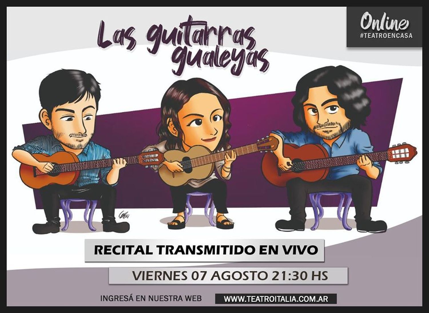 Teatro Italia: Las Guitarras Gualeyas se presentarán en vivo