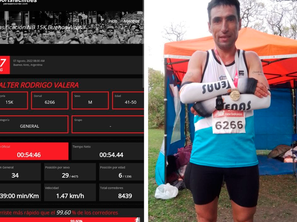 Walter Valera en los 15K New Balance
