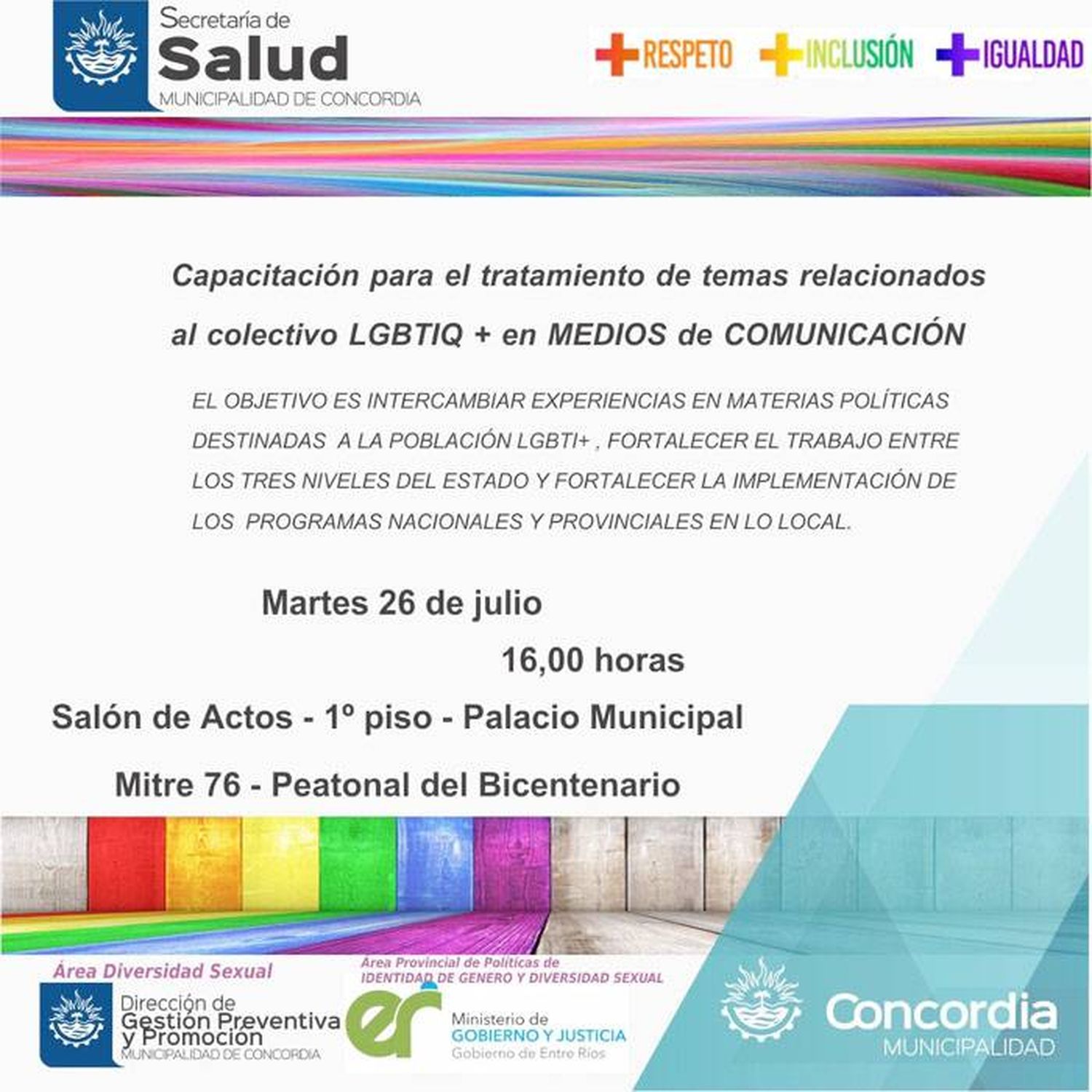 Jornada de capacitación sobre el tratamiento de temas relacionados al colectivo LGBTIQ+ en medios de comunicación