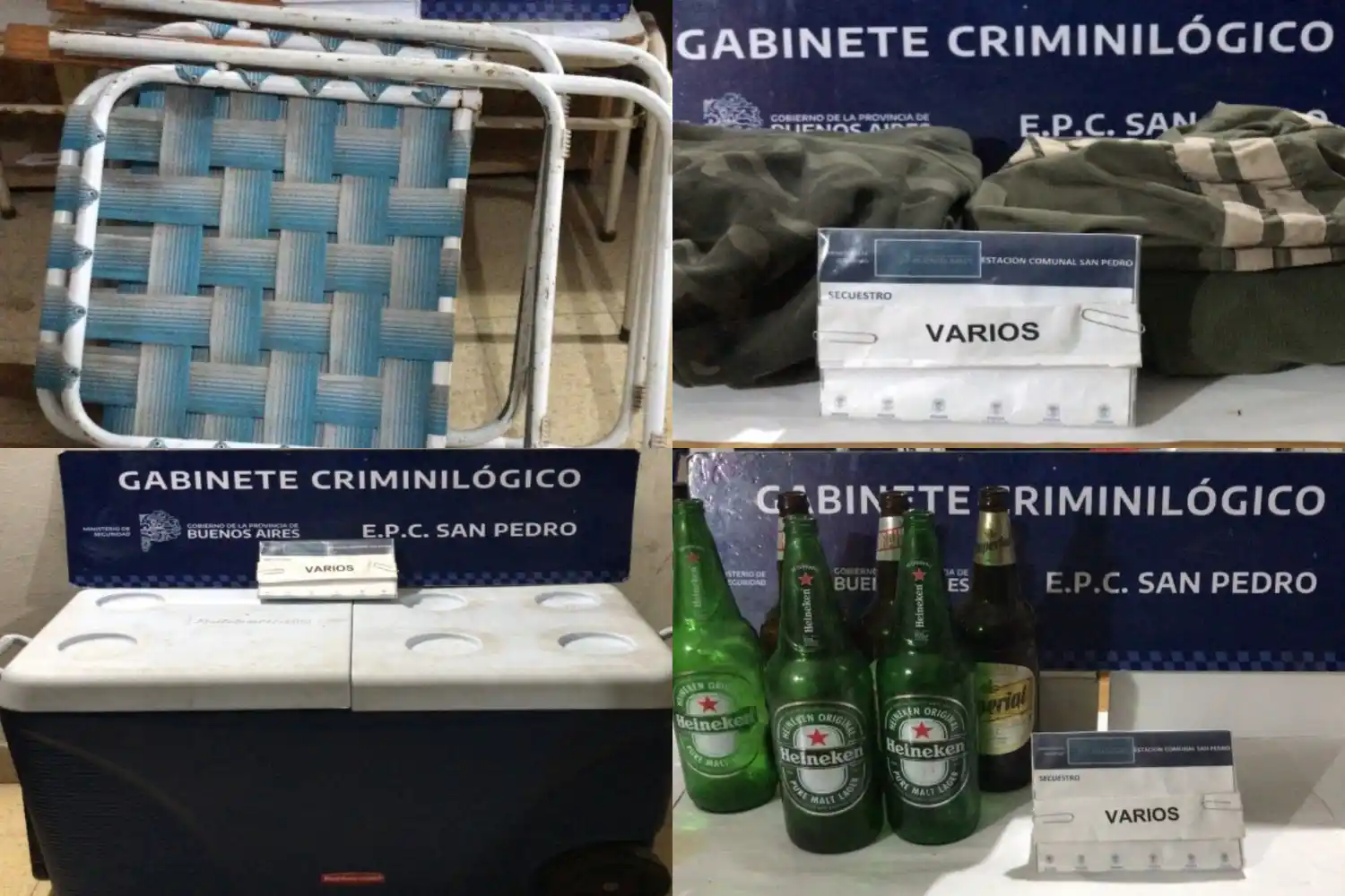 Los obejtos secuestrados, robados momentos antes en una cabaña del camping América