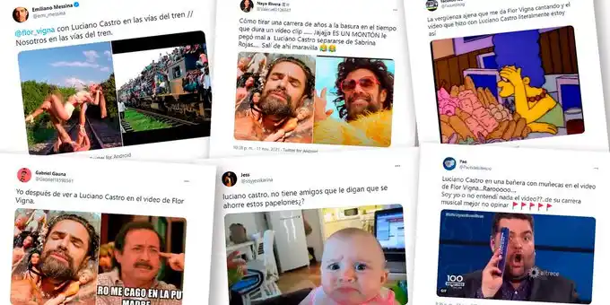 Estallaron los memes de Luciano Castro por el videoclip con Flor Vigna