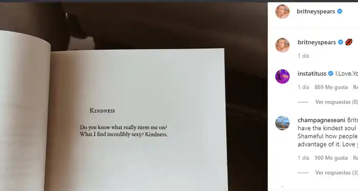 La publicación emotiva que hizo Britney Spears en su cuenta de Instagram. 