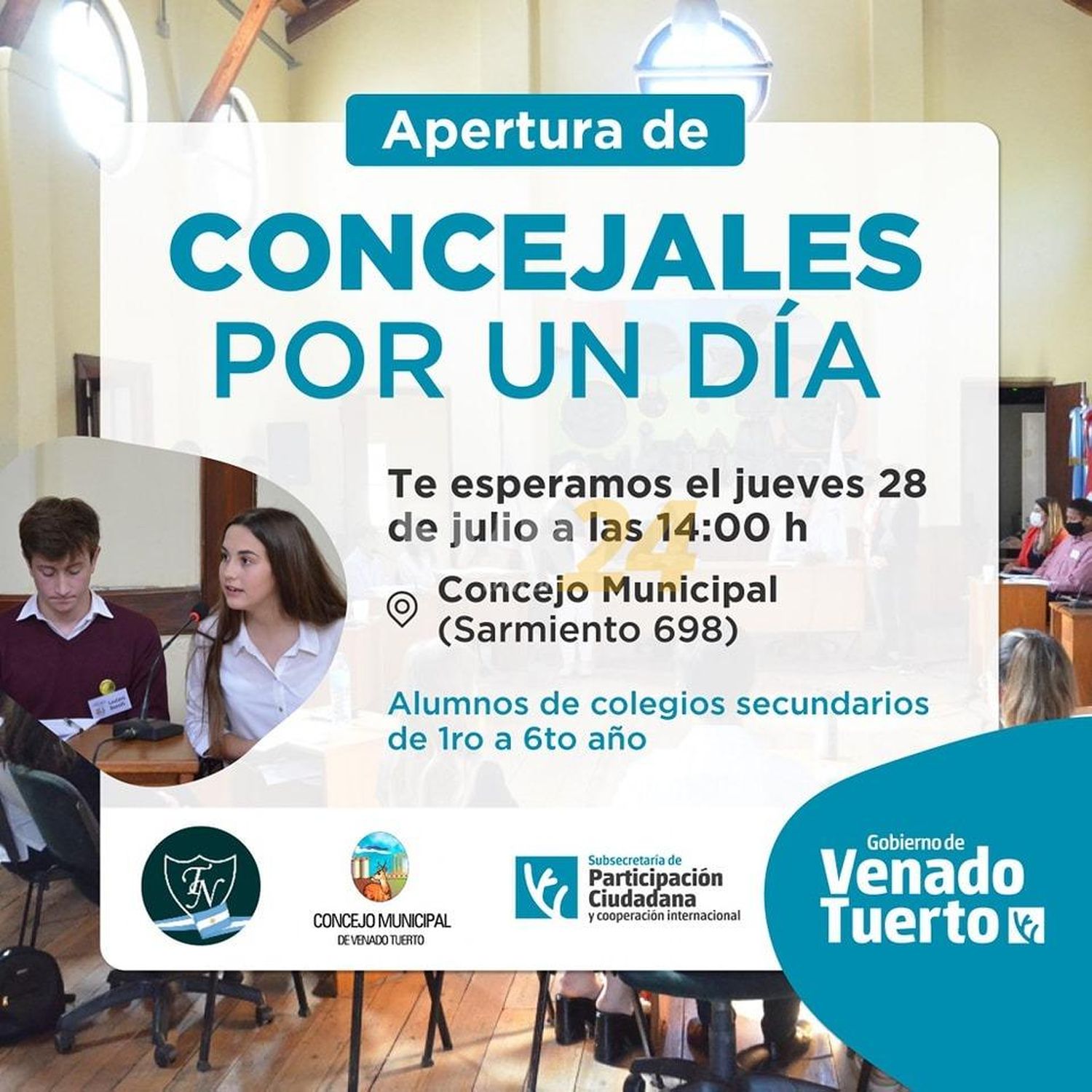 Venado Tuerto: vuelve “Concejales por un Día”  