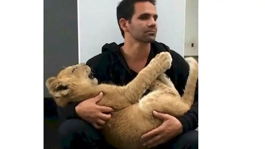 El tierno abrazo de un hombre y un león que conquista internet