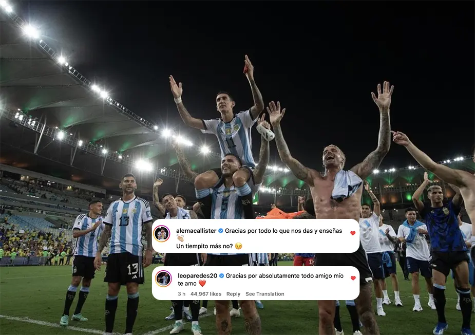 Sus compañeros de la Selección, los primeros en reaccionar.