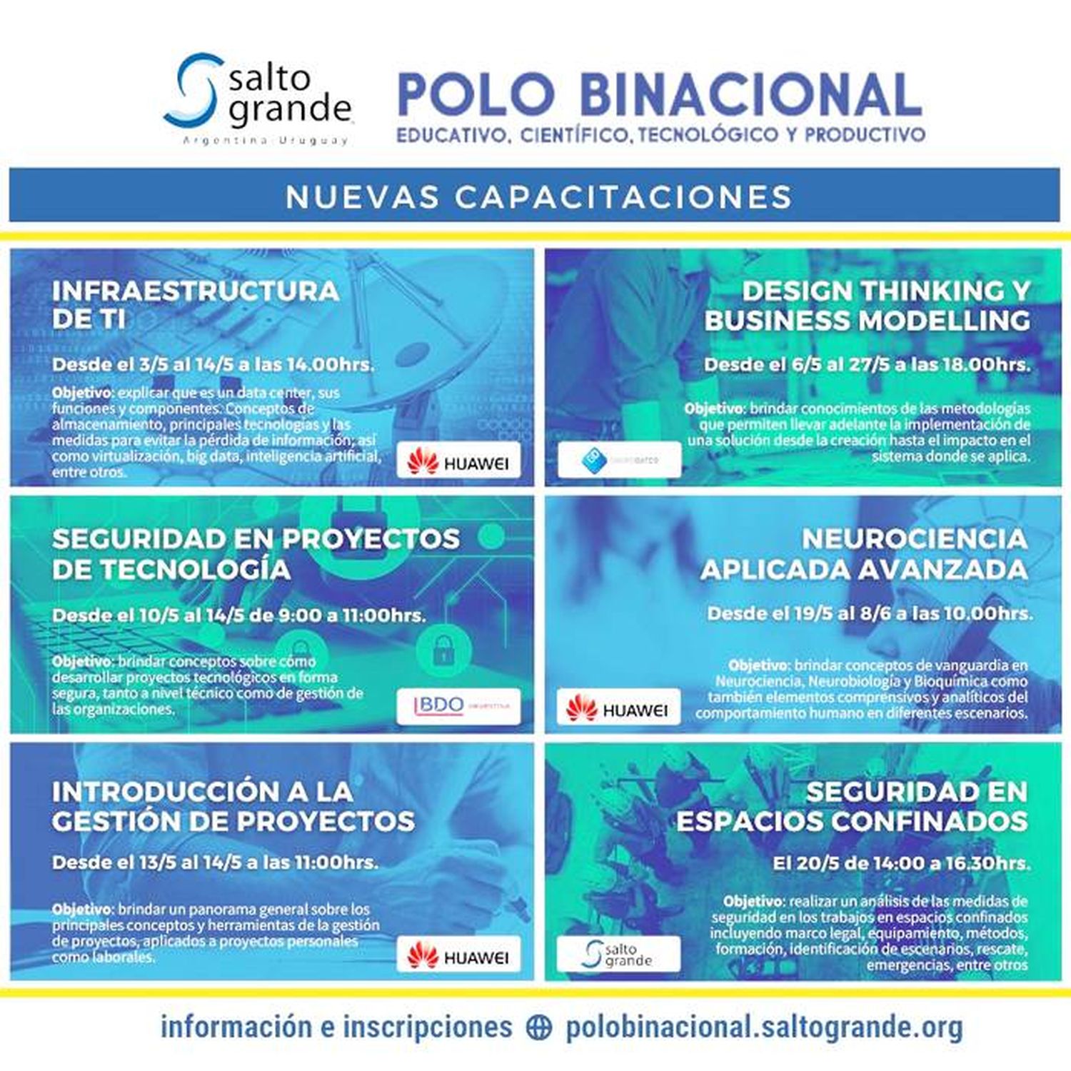 La agenda de cursos para mayo del Polo Binacional de Salto Grande