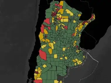 Mapa de la extranjerización de tierras en Argentina.