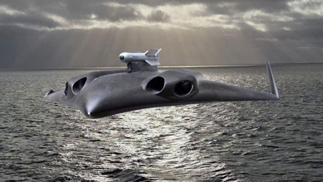 Render de dron Polaris con misil aire-aire Iris-T. Imagen: POLARIS spaceplanes