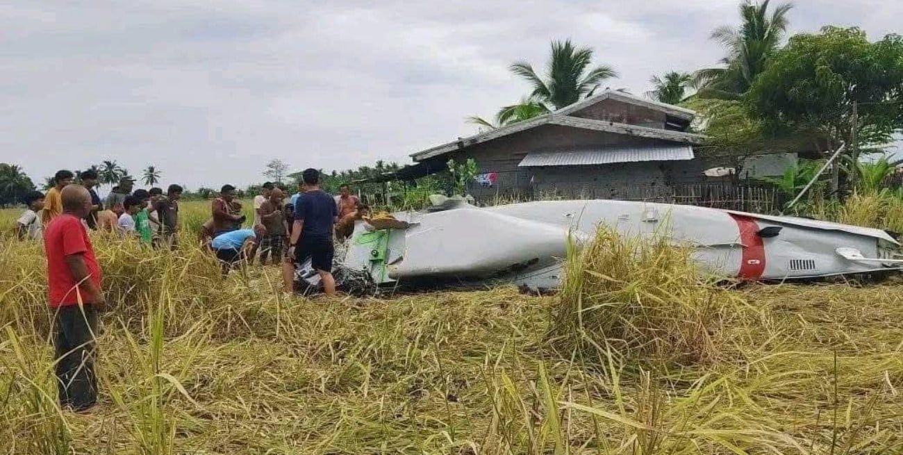 La avioneta luego de protagonizar el accidente.