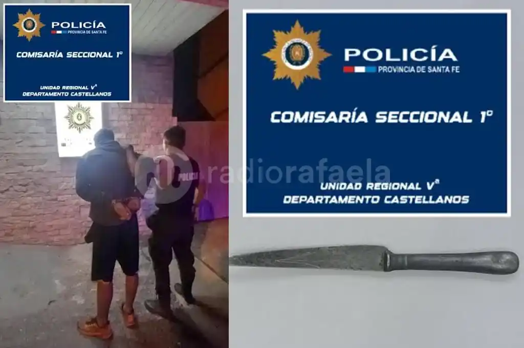 Amenazó a la policía con un cuchillo en plena vía pública: le incautaron un líquido sospechoso