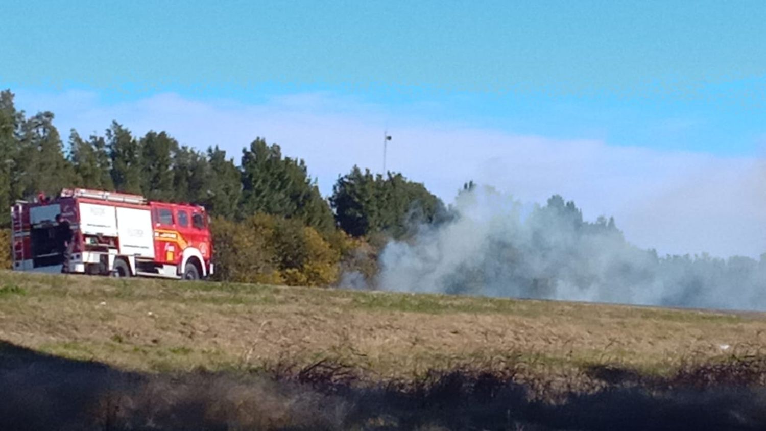 Ruta 9: una dotación de Bomberos sofocó el incendio en una banquina