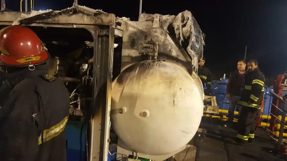 Incendio en planta de gas de San Vicente