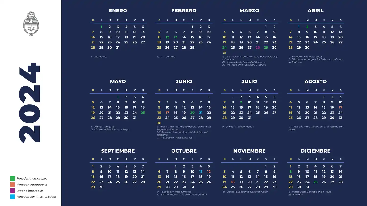 Calendario de feriados 2024: Un año con oportunidades para el turismo