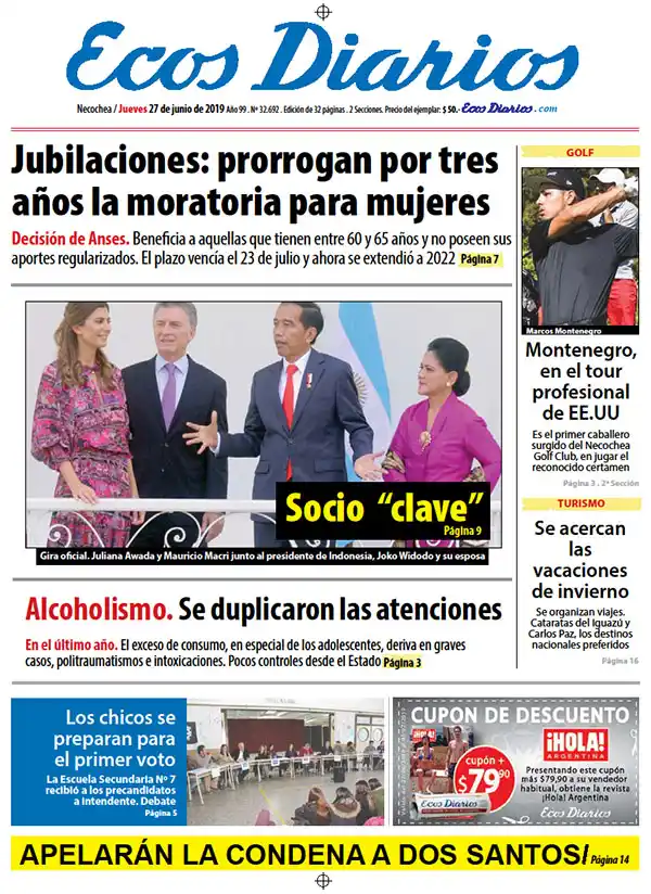 Tapa del 27 de junio de 2019