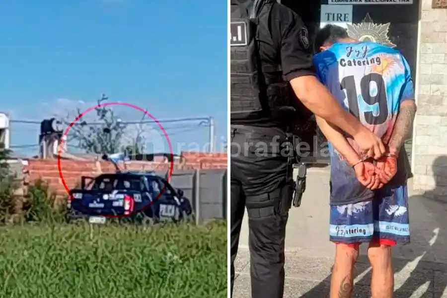 VIDEO | Estaba vendiendo “camisetas” robadas y lo persiguieron hasta que lo atraparon saltando un tapial