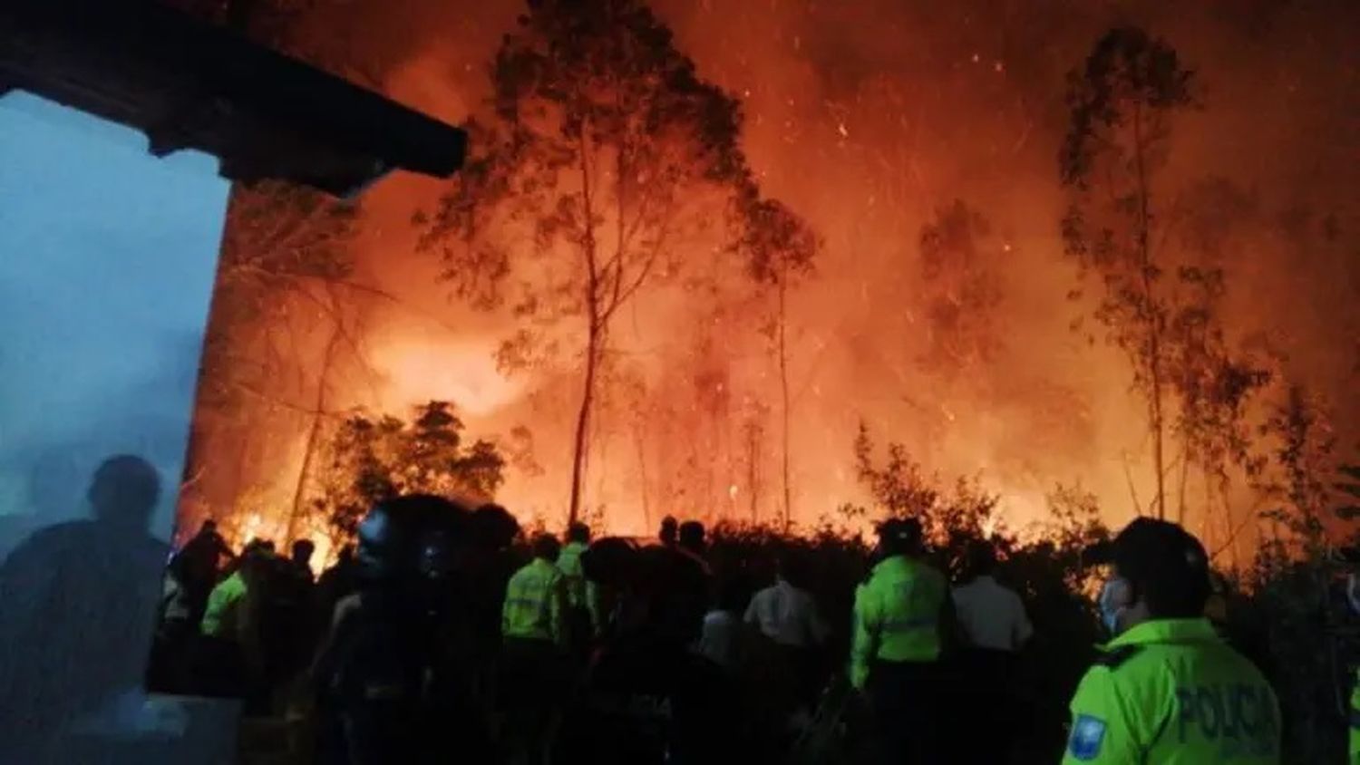 Combatían en Ecuador un gran incendio.