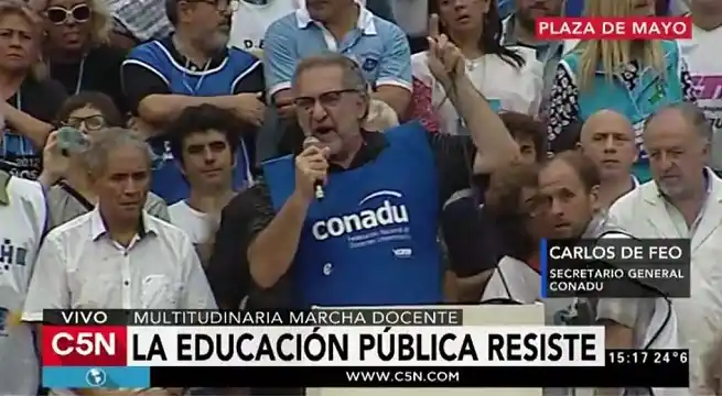 La polémica frase de la marcha docente: "Queremos que al Gobierno le vaya mal"