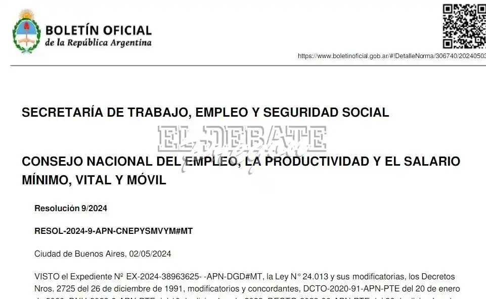 El Gobierno oficializó el aumento del salario mínimo y fijó el nuevo valor