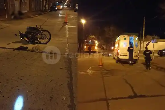 Fuerte choque entre un minibús y una motociclista: fue trasladada por el 107