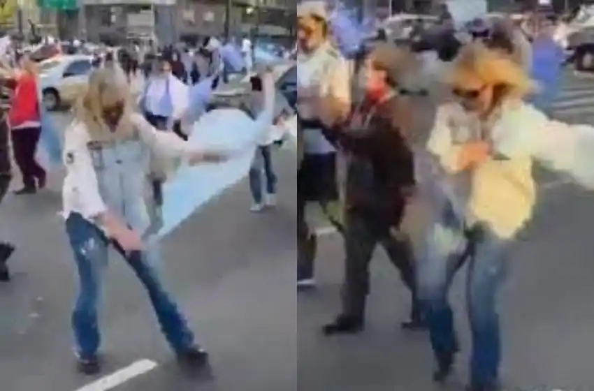 Furor en redes por la manifestante murguera en la marcha contra el Gobierno