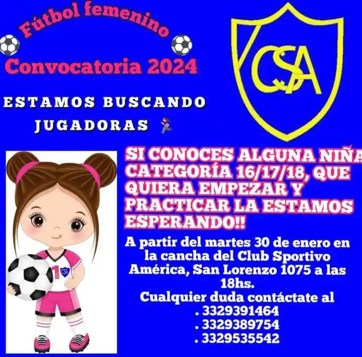 Sportivo América te invita a que te sumes a su equipo de fútbol femenino