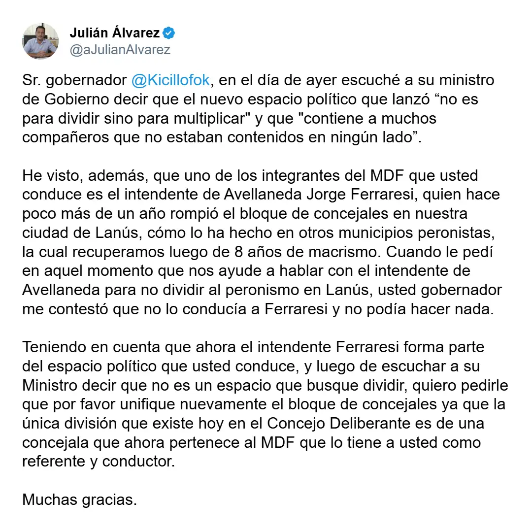 tweet Julián Alvarez