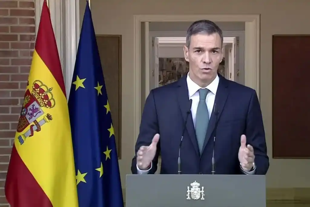 ECaptura de video de la señal institucional de la comparecencia del presidente del Gobierno, Pedro Sánchez. EFE/Moncloa