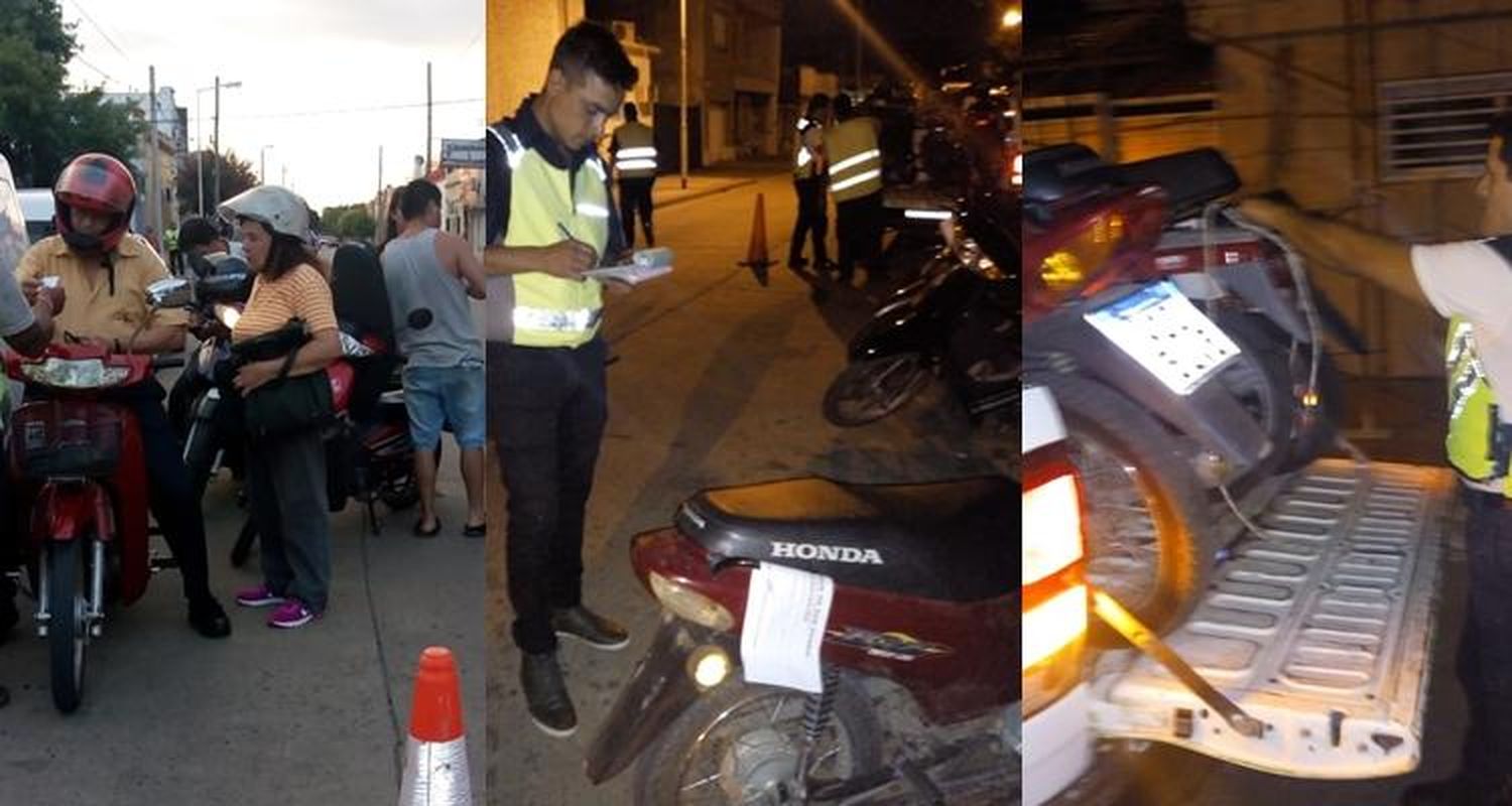 Control de tránsito: Retuvieron doce motos y un auto