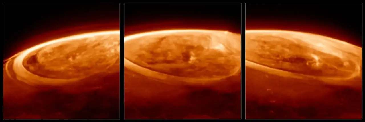 El telescopio espacial James Webb de la NASA halló nuevos detalles de las auroras en el planeta más grande de nuestro sistema solar. Fotografía: Agencia Noticias Argentinas / NASA