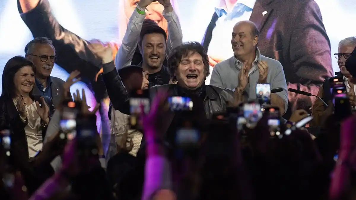 Milei festeja. Gano las elecciones nacionales (Foto de archivo: Gustavo Gavotti)