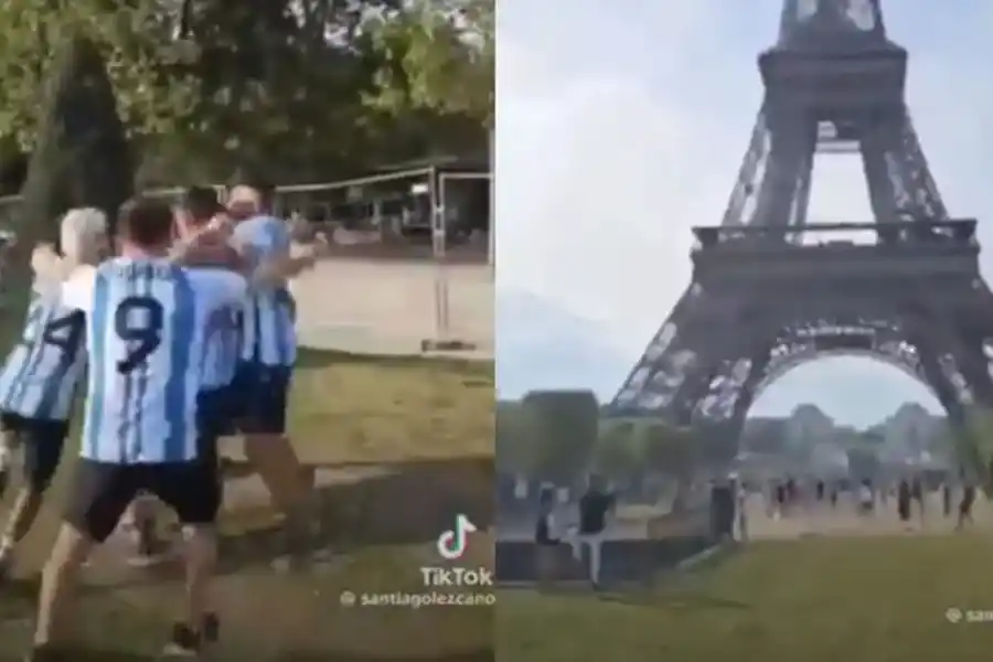 VIRAL | Argentinos en París recrearon el gol de Di María a Francia frente a la Torre Eiffel