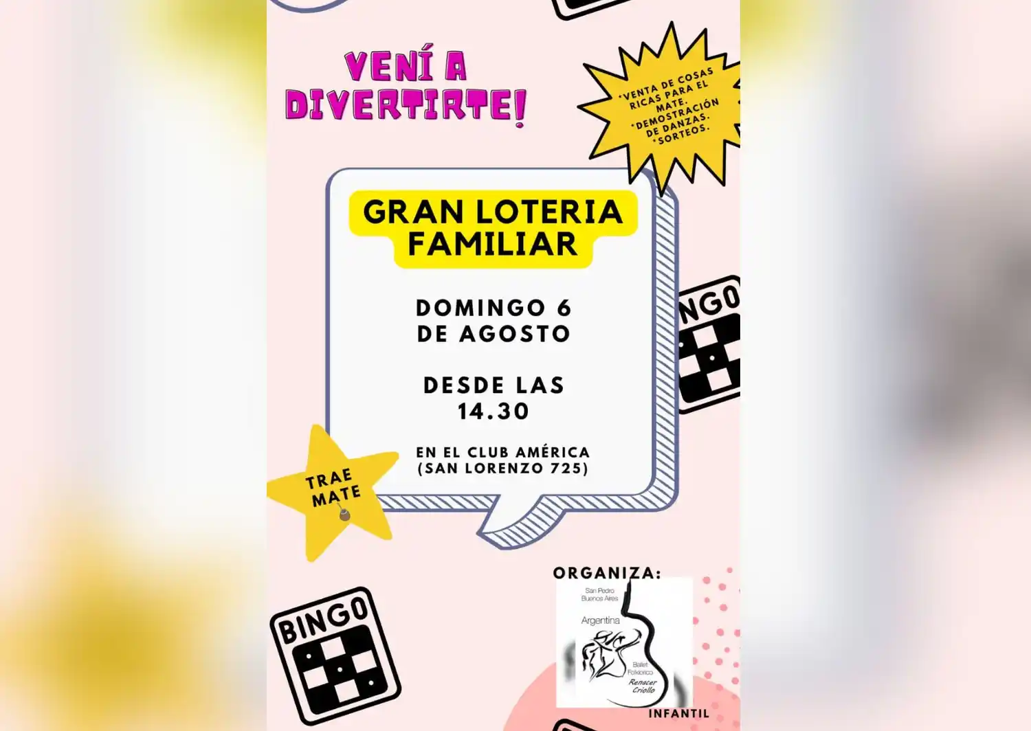 Renacer Criollo: lotería familiar para recaudar fondos