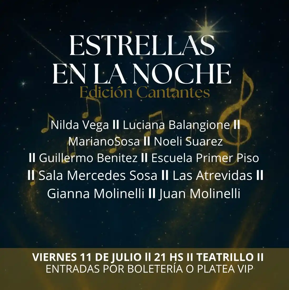 estrellas en la noche cantantes