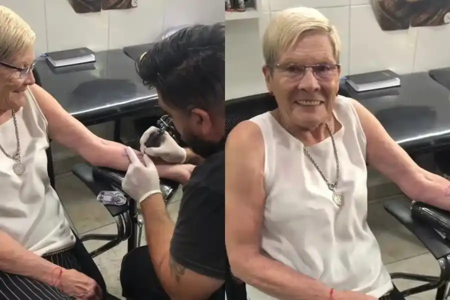 VIDEO | Una abuela se hizo su primer tatuaje a los 80 años para homenajear a Julián Álvarez