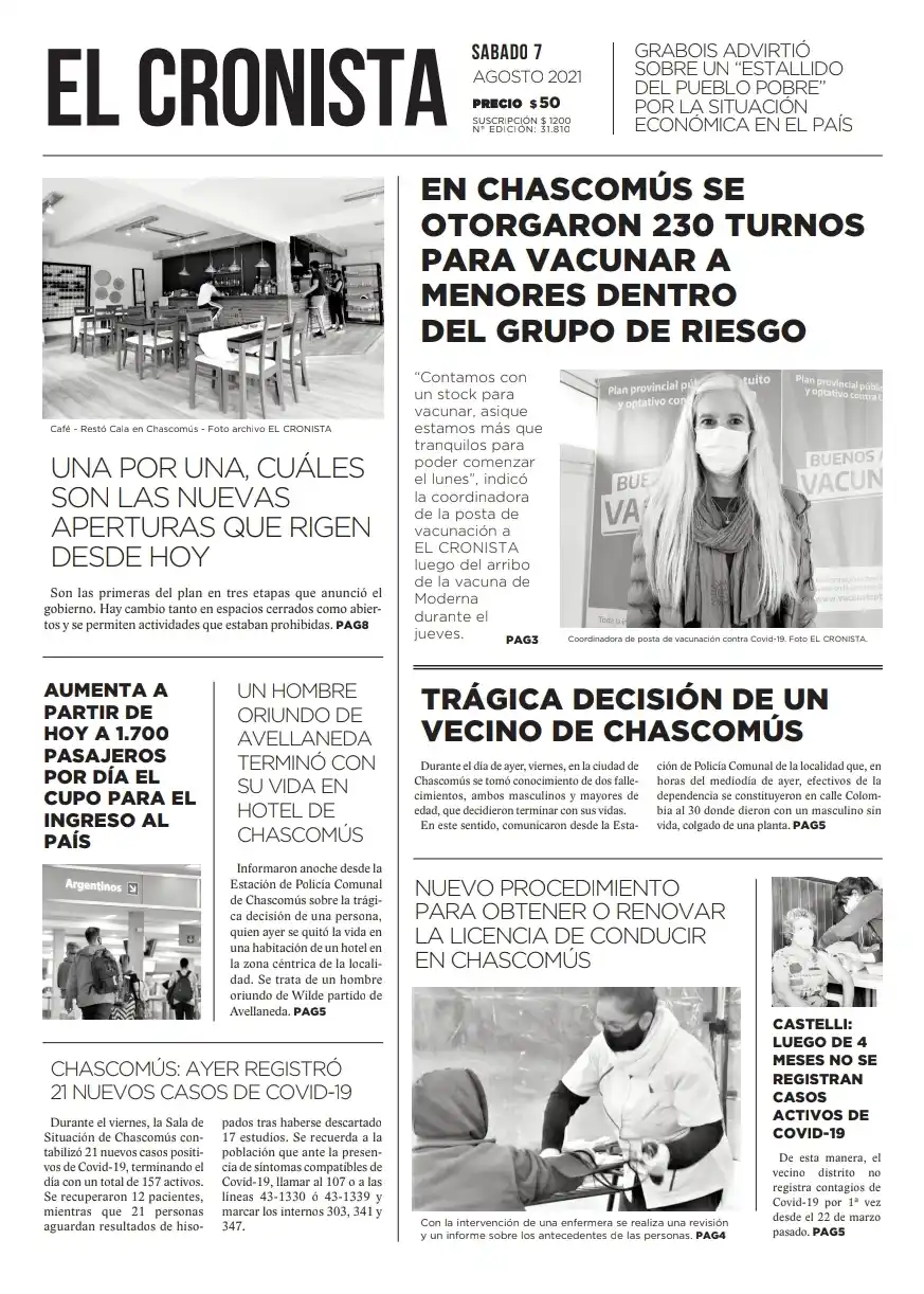 Tapa 7 de agosto 2021