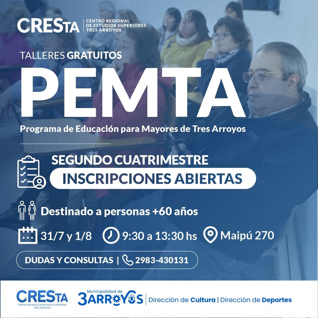 PEMTA: Se abren las inscripciones para el 2° cuatrimestre