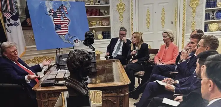 Trump difunde imágenes generadas por IA en las que "planta bandera" en Groenlandia