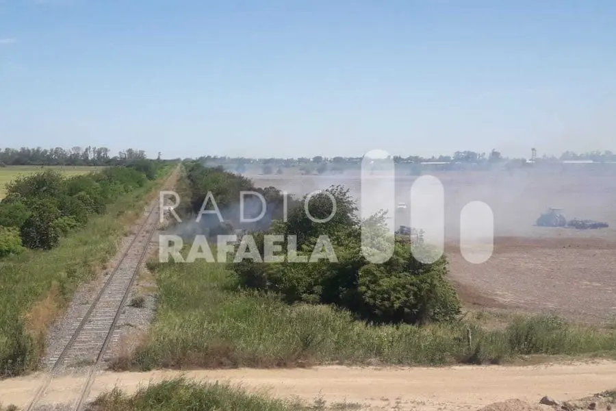 Altas temperaturas: incendio de pastizales en plena tarde