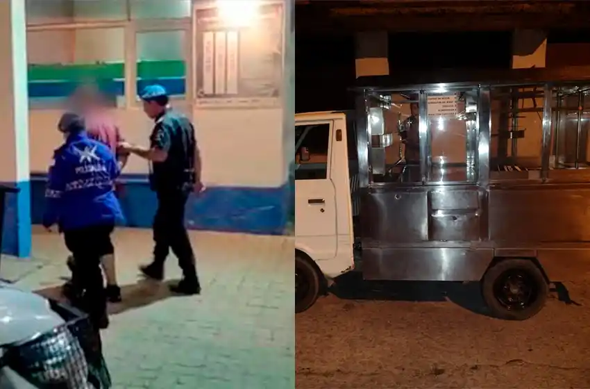 Le robaba la batería a un carrito de pochoclos y fue atrapado a las pocas cuadras