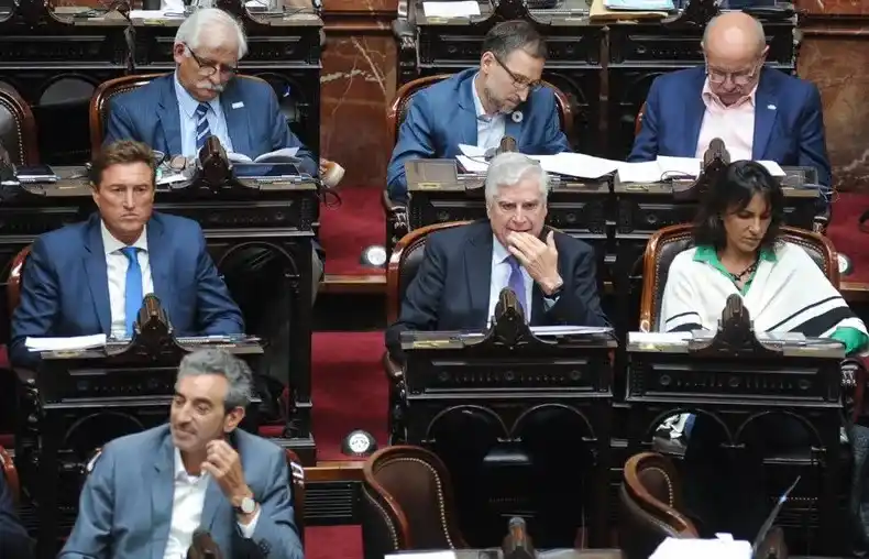 gnacio García Aresca, Carlos Gutiérrez y Natalia de la Sota, en sus bancas en el Congreso de la Nación.