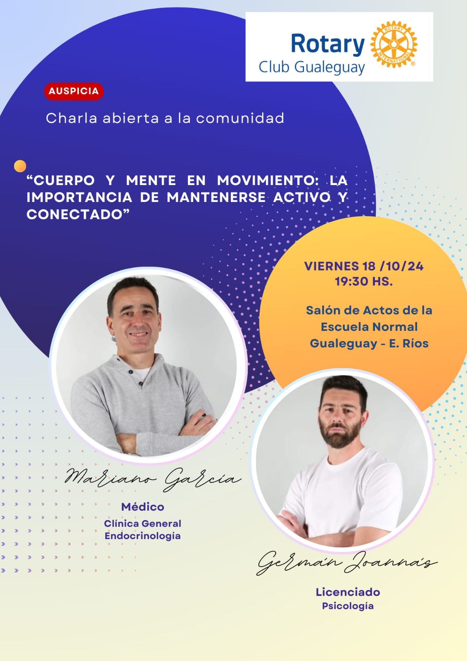 Charla “Cuerpo y Mente en movimiento: la importancia 
de mantenerse activo y conectado”