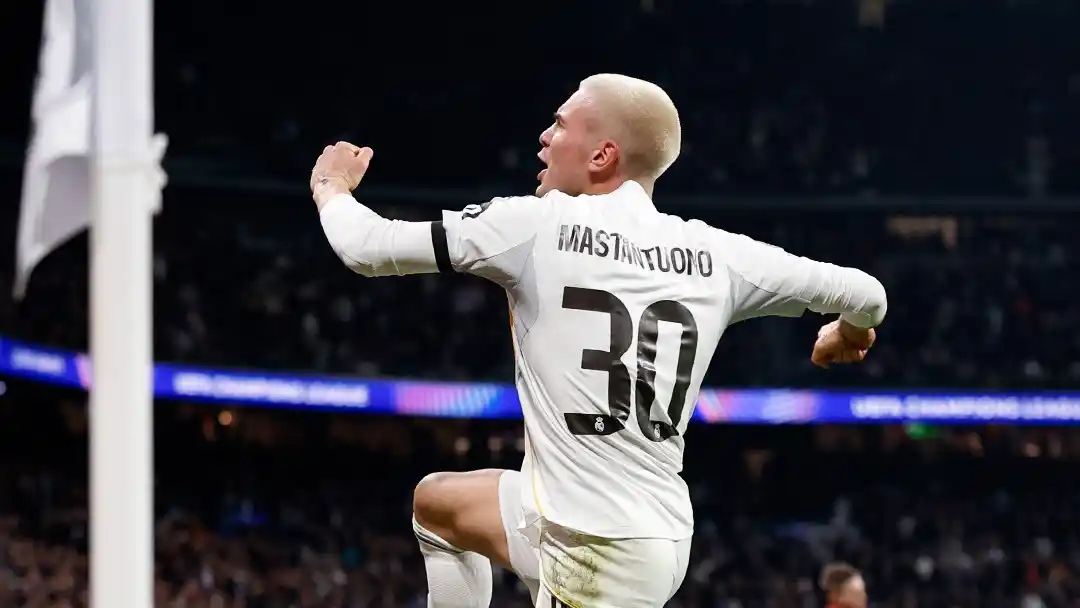 Mastantuono anotó en el estadio Santiago Bernabéu.