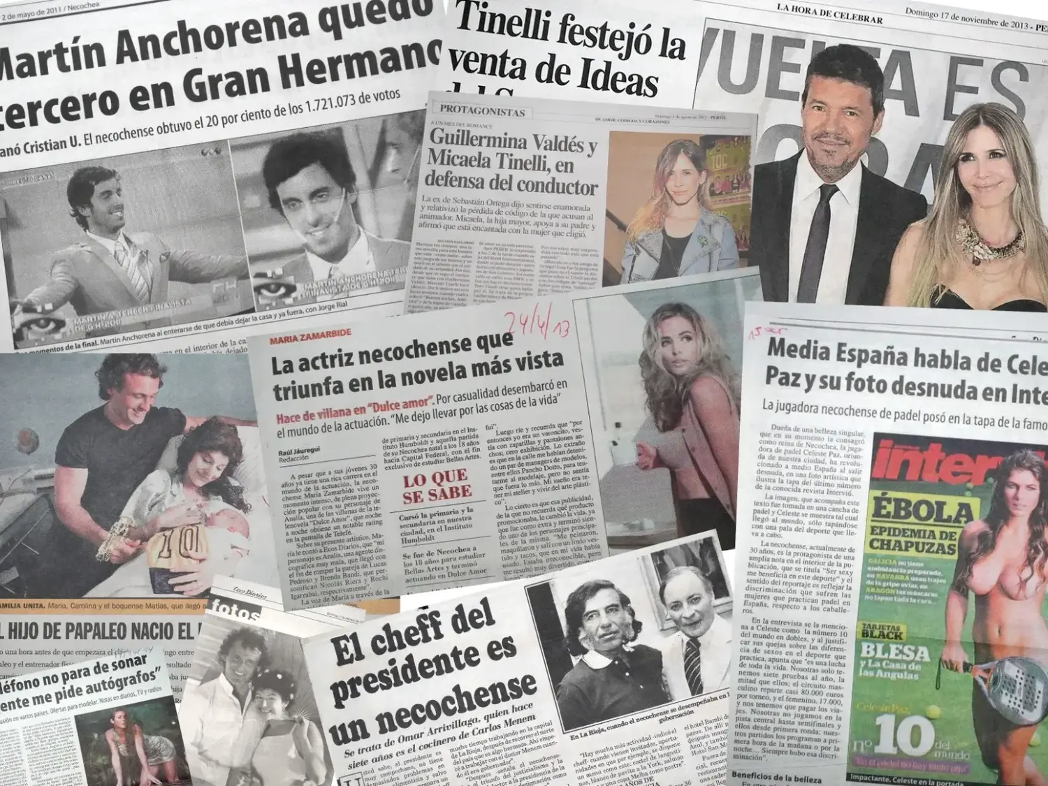 Collage. De notas a necochenses que tuvieron sus “minutos de fama”
