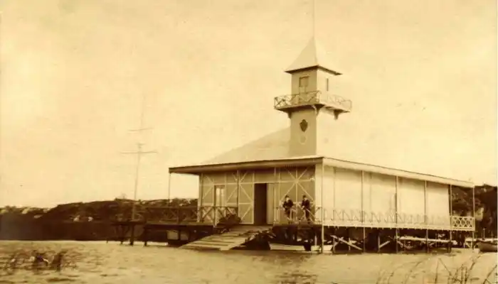 En la construcción del club Náutico viejo se resume la historia de la institución deportiva más antigua de la ciudad fundada en 1907. Gentileza Amigos del Patrimonio Cultural de San Pedro.