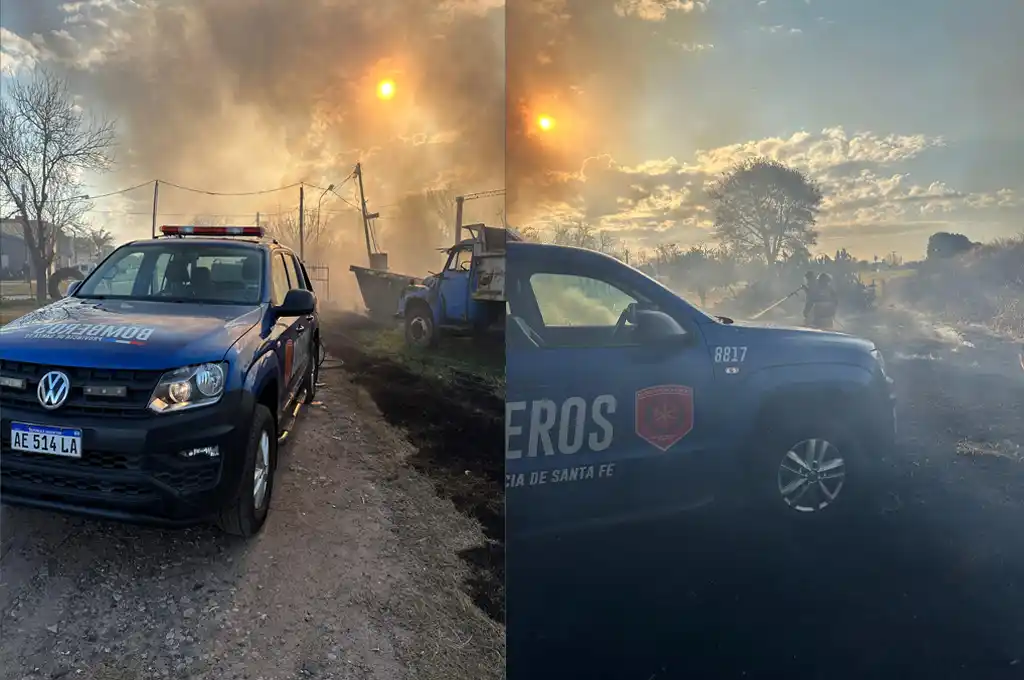Importante incendio de pastizales, basura y neumáticos en barrio Villa del Parque