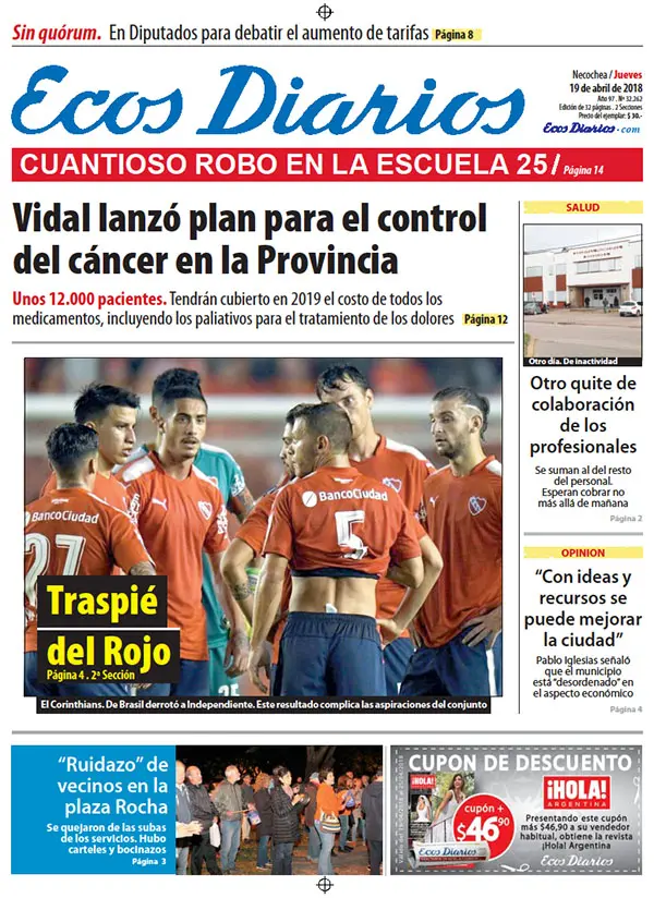 Tapa del 19 de abril de 2018