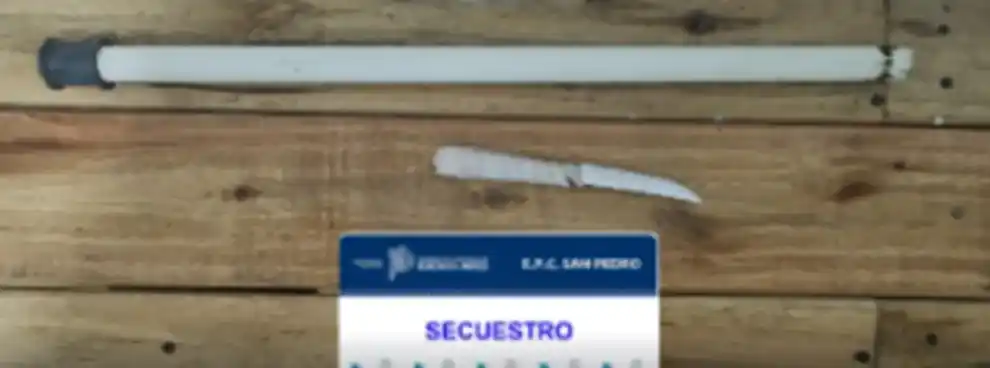 Cuchillo y objeto contundente secuestrados