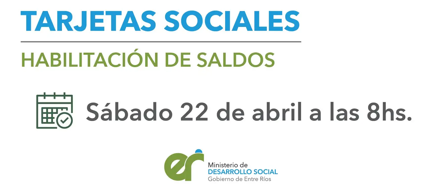 Este sábado se habilitarán las tarjetas sociales